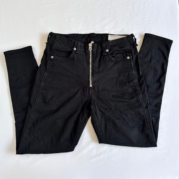 Rag & Bone Nina High-Rise Ankle Skinny Womens Sz 27 Jeans Black Exposed Zipper - Picture 1 of 13